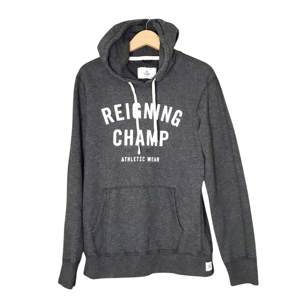 Reigning Champ Hoodie Heavyweight Grey White Hooded Sweatshirt Unisex Medium